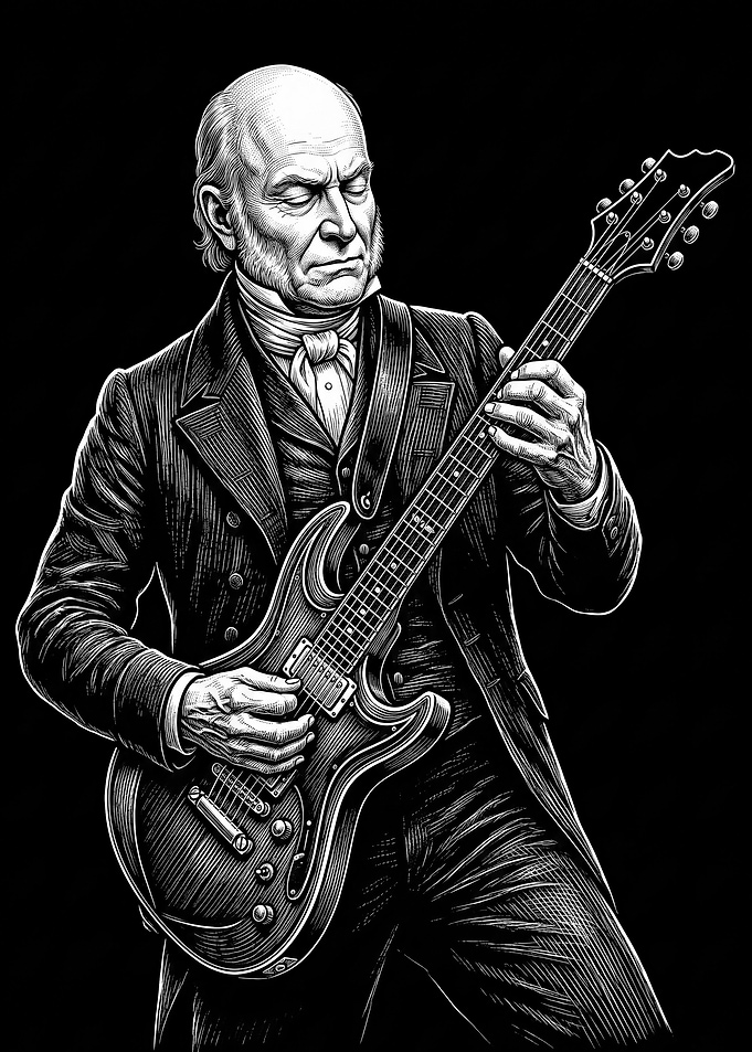 John Quincy Adams Playing Electric Guitar