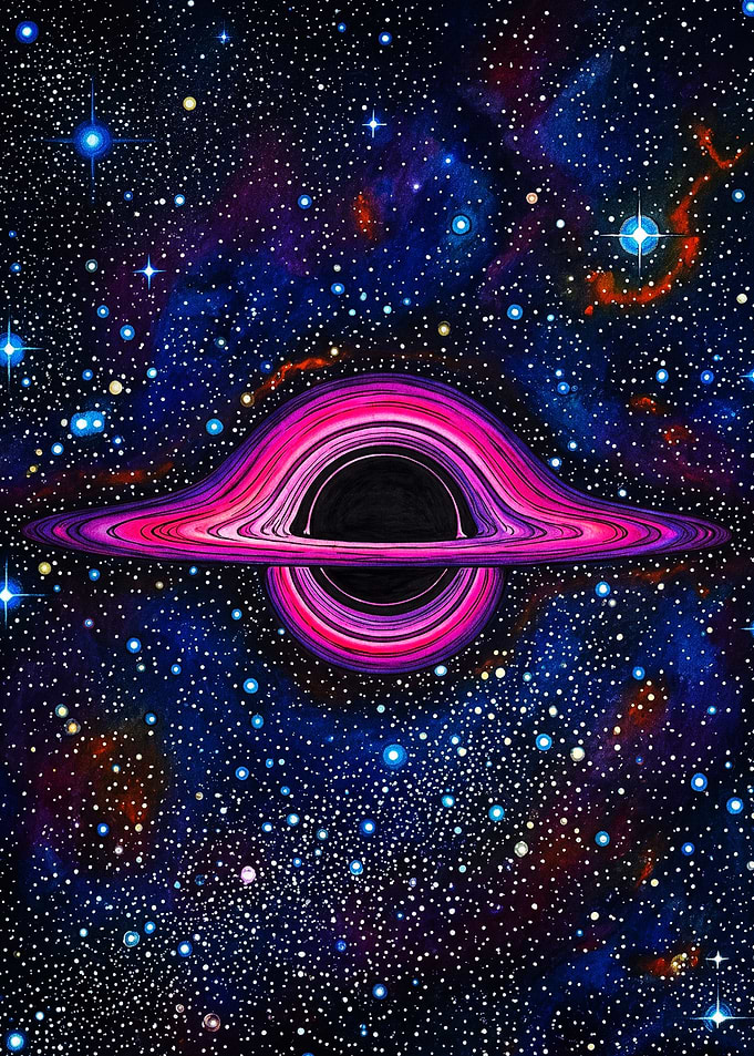 Vibrant Pink Black Hole in Space