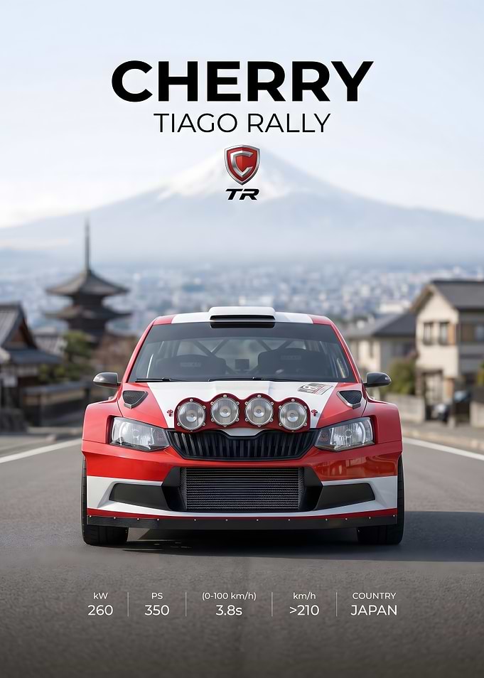 Cherry Tiago Rally Car Poster