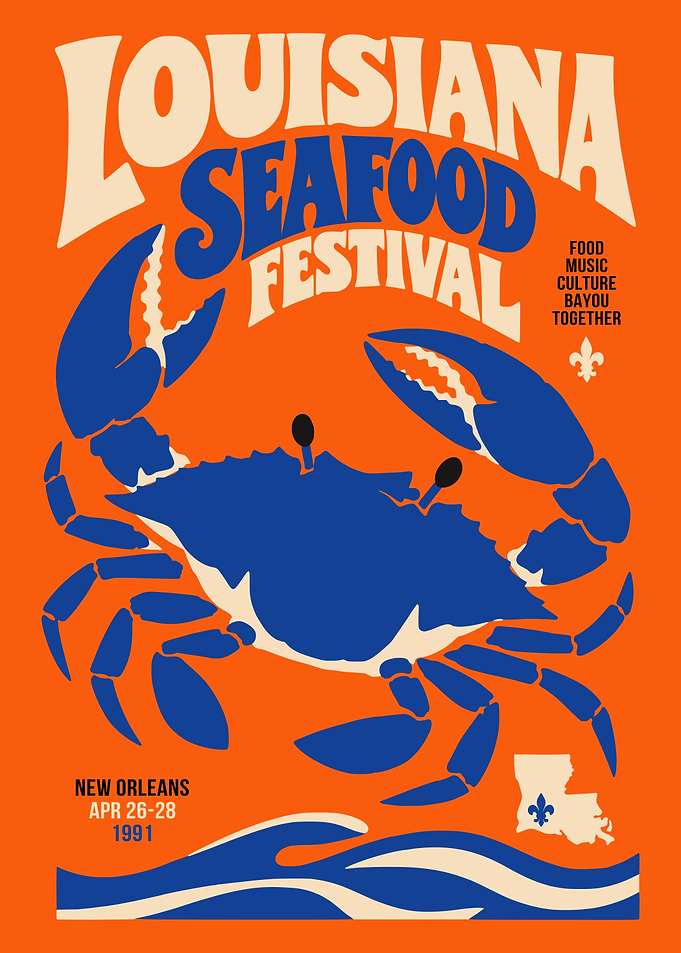 Louisiana Seafood Festival Vintage Poster