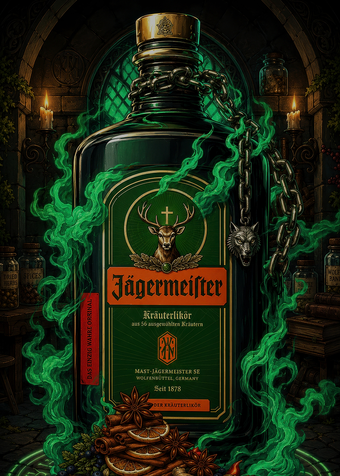 Mystical Jägermeister Bottle with Green Smoke