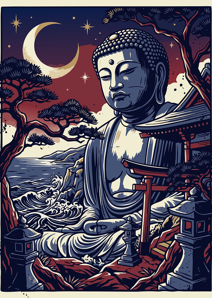 Serene Buddha Statue by the Sea