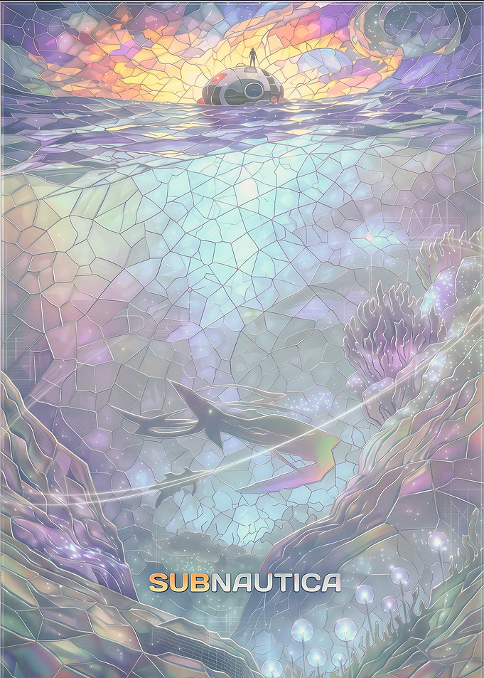 Subnautica Stained Glass Underwater Scene