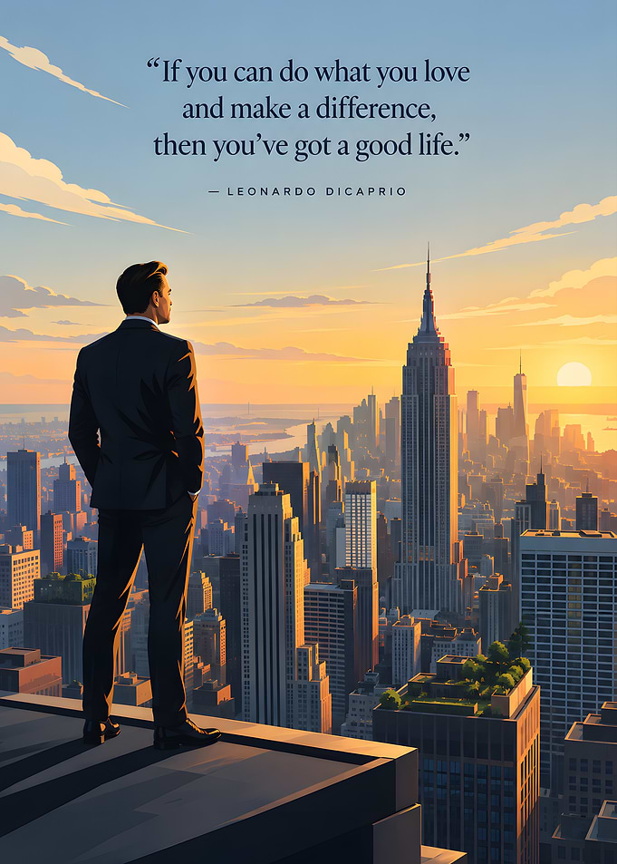 Leonardo DiCaprio Inspirational Cityscape Poster