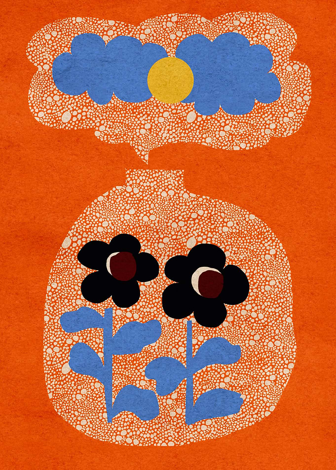 Abstract Floral Vase Illustration