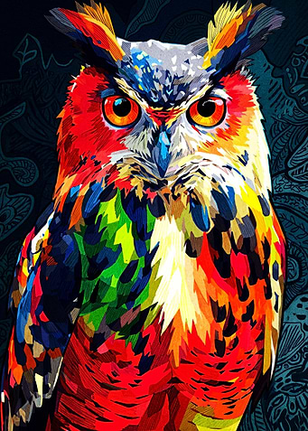 Vibrant Colorful Owl Portrait