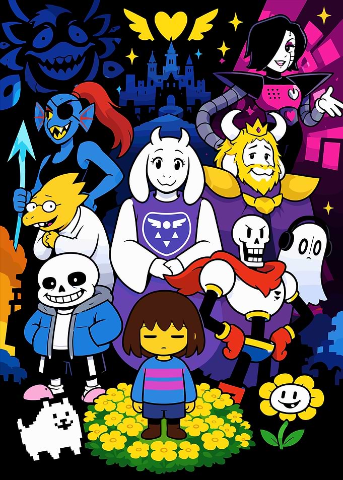 Undertale Character Ensemble Pixel Art