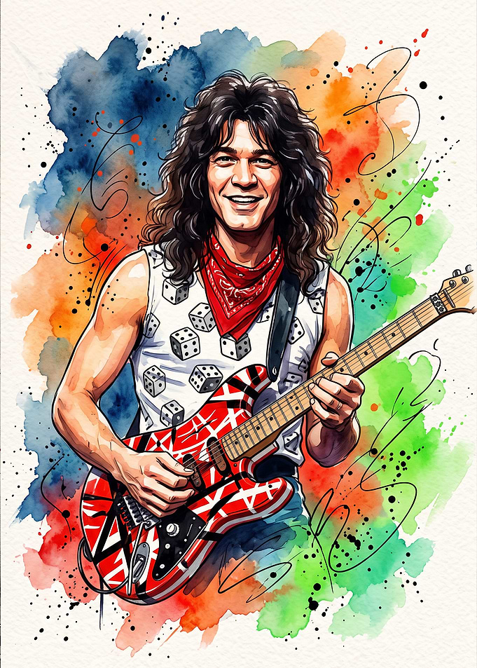 Eddie Van Halen Watercolor Portrait