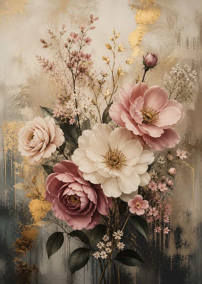Elegant Floral Bouquet with Gold Accents