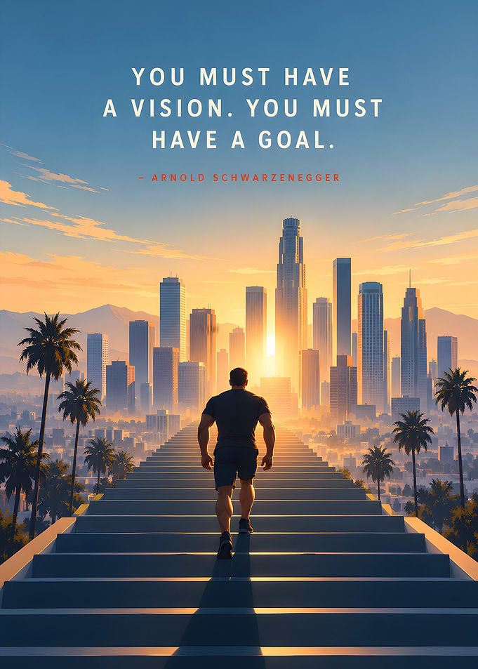 Arnold Schwarzenegger Inspirational Cityscape Poster