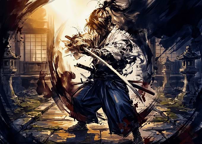 Dynamic Samurai Warrior Drawing