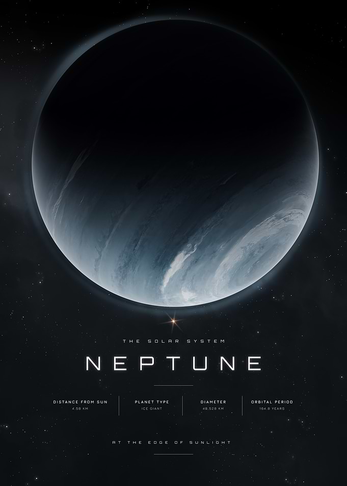 Neptune Solar System Educational Poster