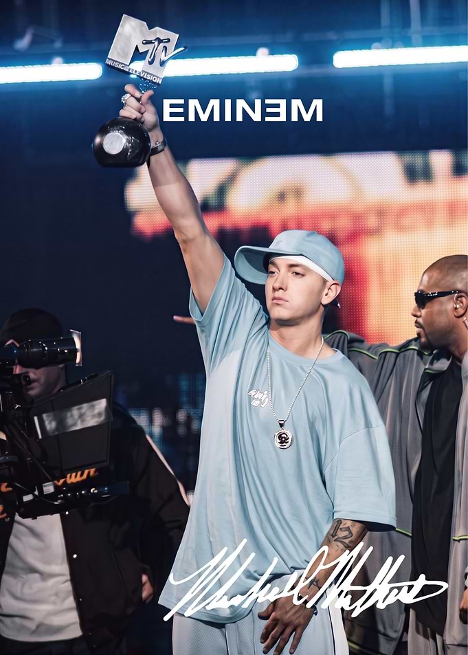 Eminem Holding MTV Award Poster
