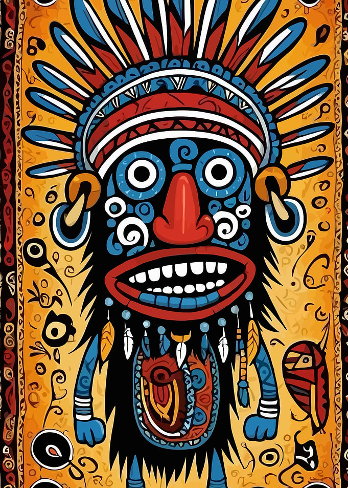 Tribal Totem Mask Illustration