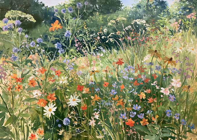 Impressionist Wildflower Meadow Painting