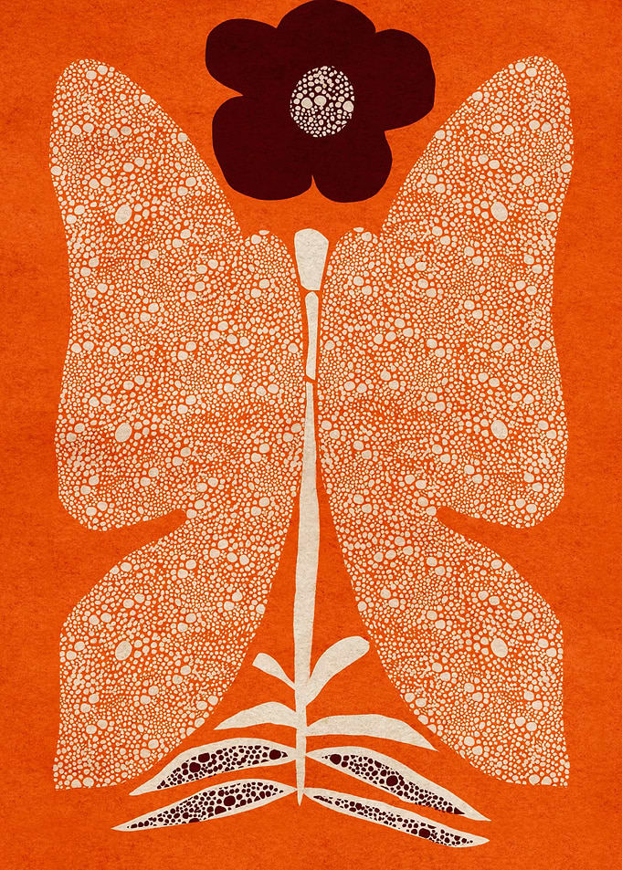 Abstract Butterfly and Flower Illustration