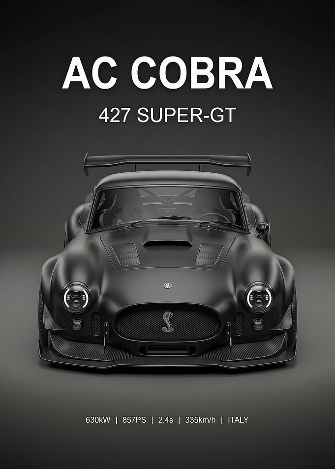 Matte Black AC Cobra 427 Super-GT car poster