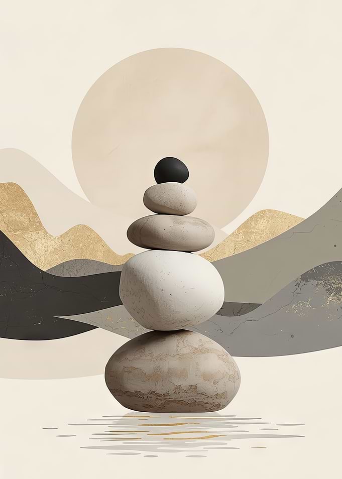 Minimalist Zen Stone Balance Art