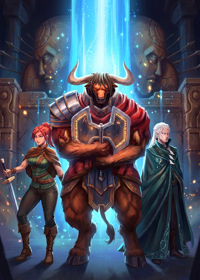 Fantasy Adventurers Before Magical Portal
