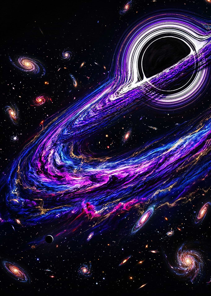 Vibrant Cosmic Black Hole Nebula