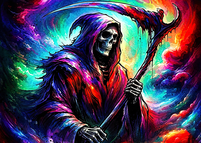 Colorful Grim Reaper Scythe Illustration