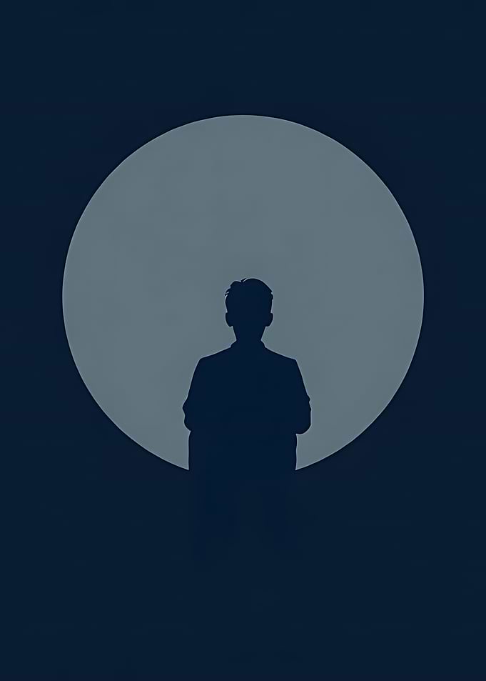 Silhouette of a Person Before Moon