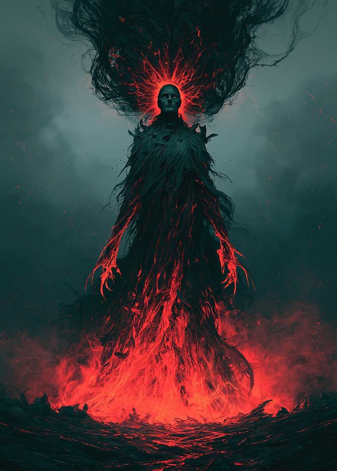 Ethereal Dark Entity in Flames