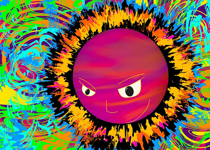Psychedelic Angry Sun Illustration