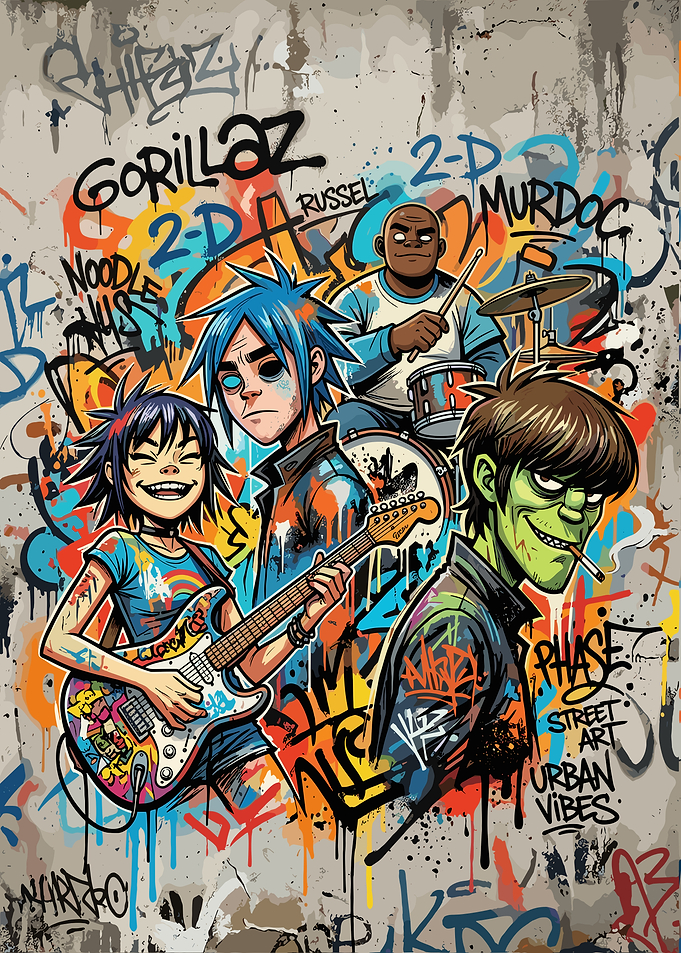 Gorillaz Band Graffiti Street Art Poster