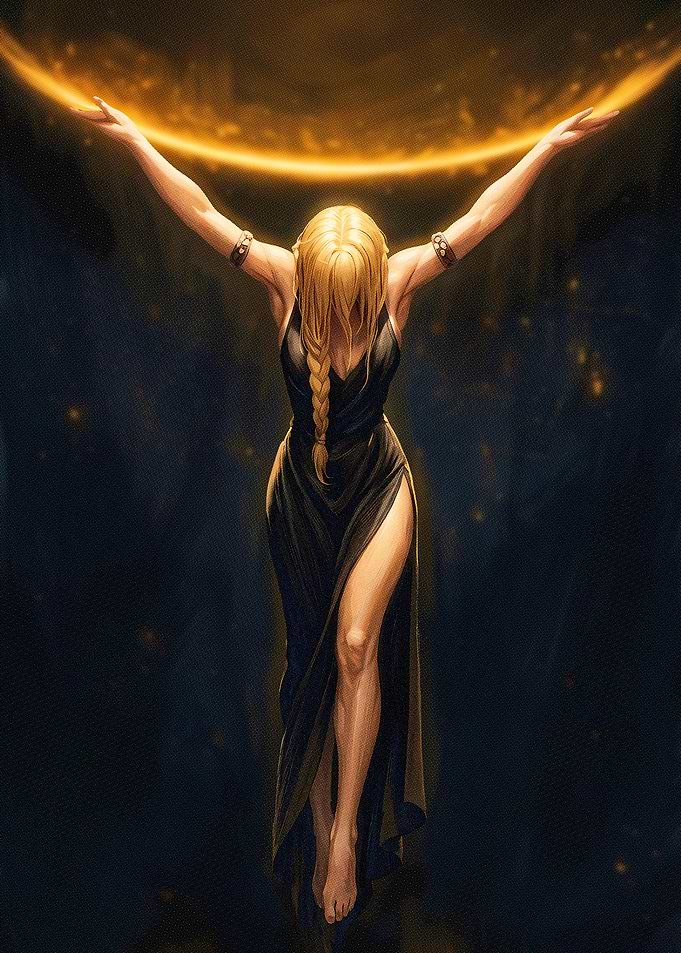 Goddess Holding a Golden Halo