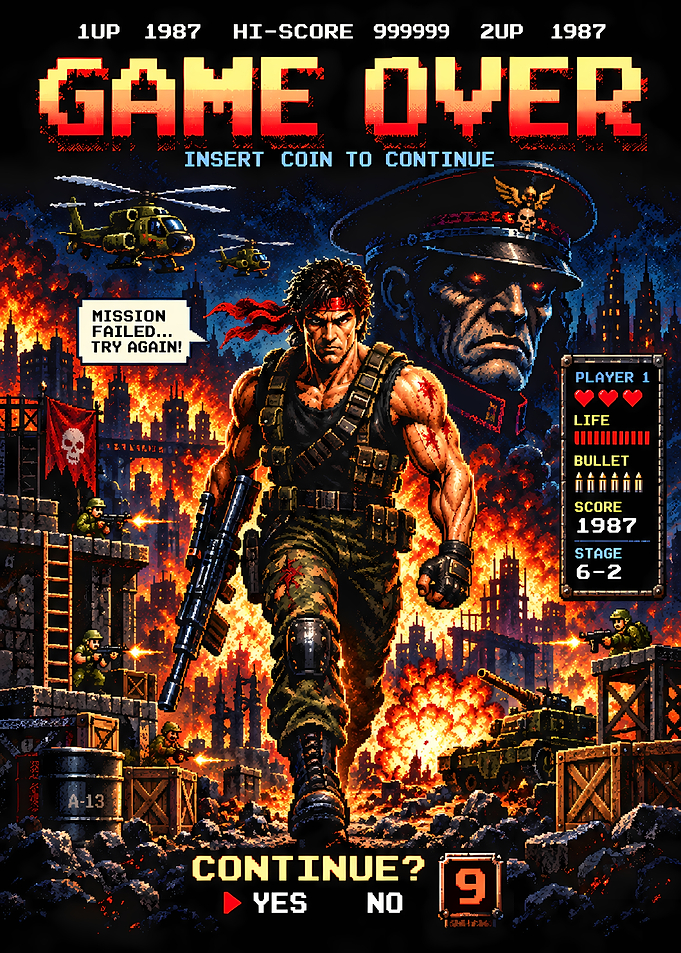 Retro Arcade Game Over Screen