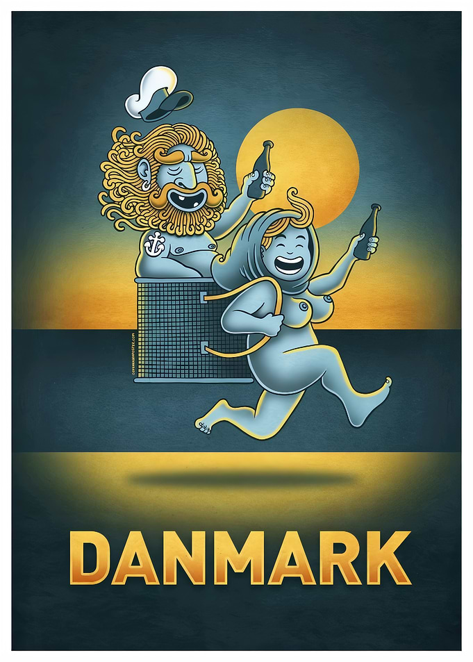 Danmark Travel Poster Illustration