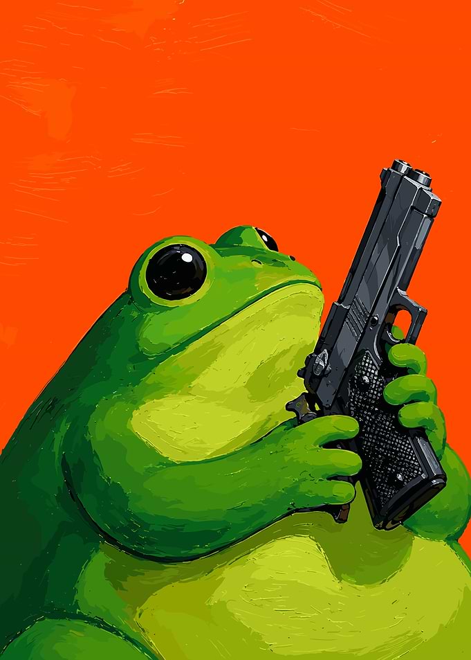 Cute Frog Holding a Handgun