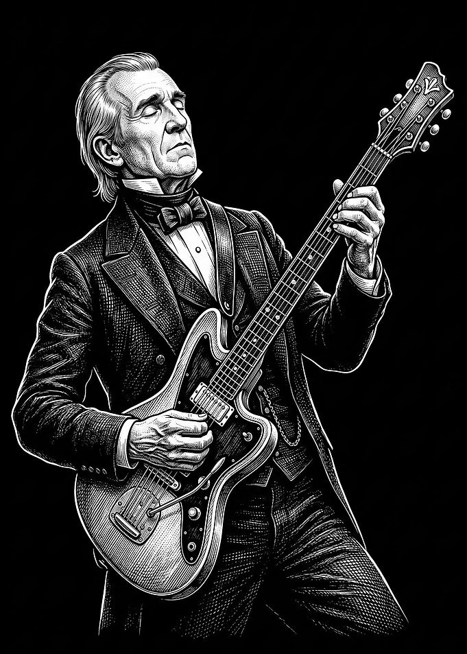 James K. Polk Playing Electric Guitar