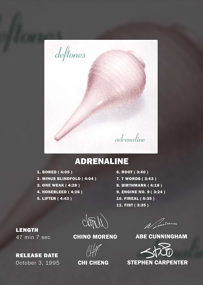Deftones Adrenaline Album Tracklist Poster