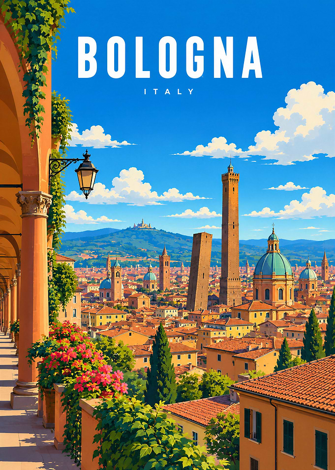 Bologna Italy Travel Poster