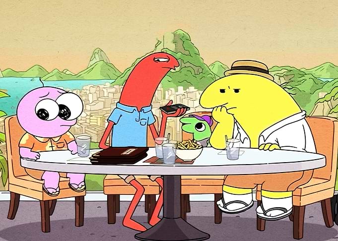 Smiling Friends characters at a table