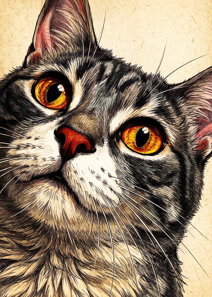 Detailed Portrait of a Tabby Cat