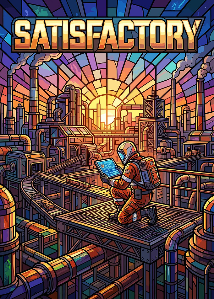 Satisfactory Game Stained Glass Poster