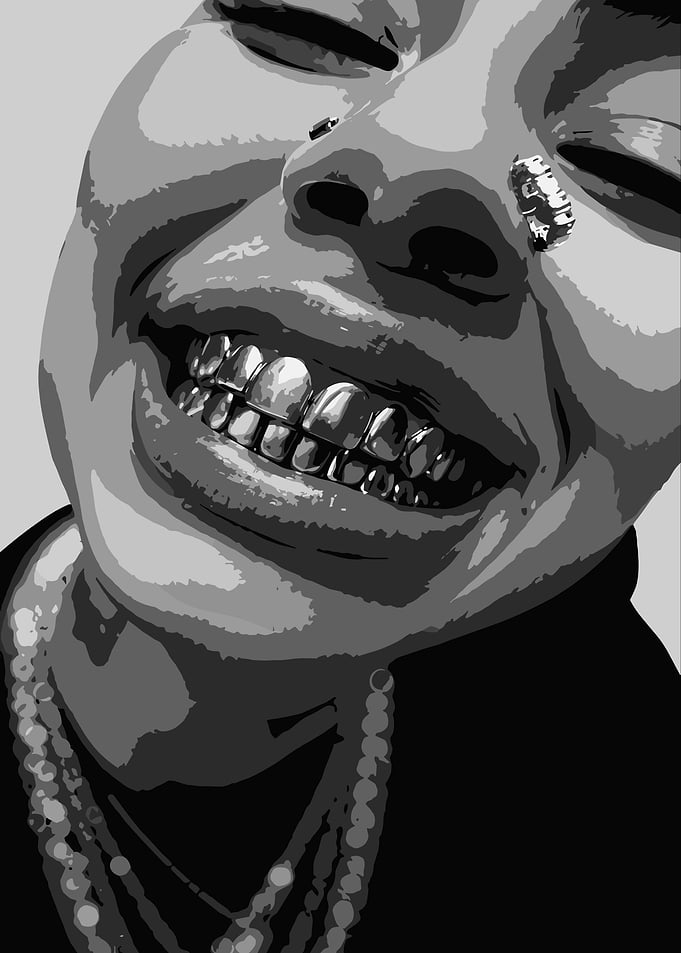 Grinning Person with Gold Grillz