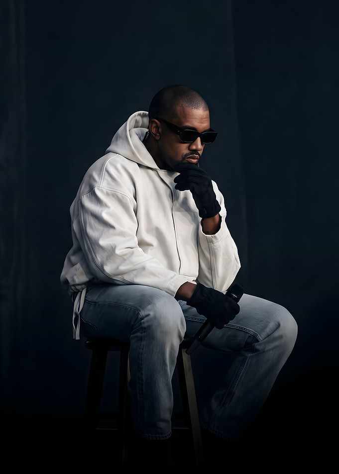 Kanye West Sitting in Studio Portrait