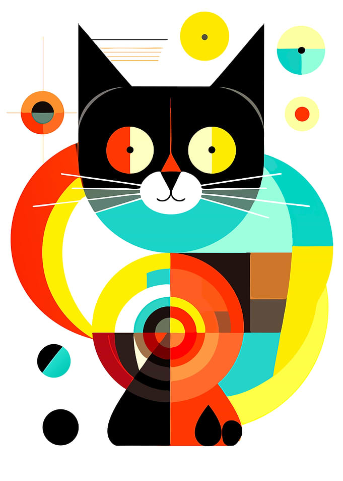 Abstract Geometric Cat Illustration