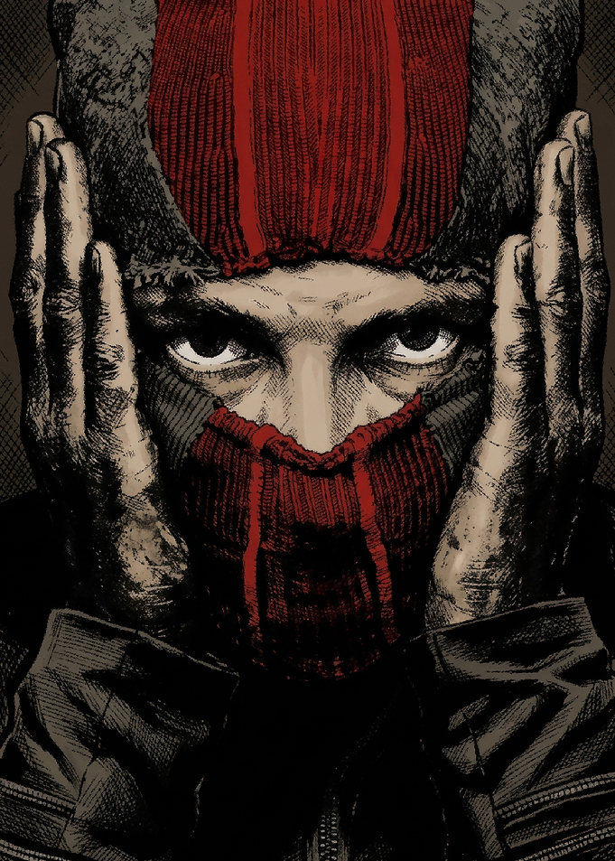 Gritty Vigilante Masked Portrait
