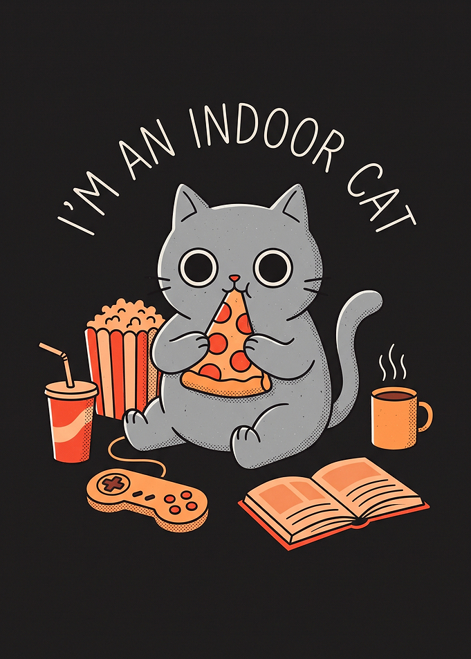 Cat and junk food Illustration