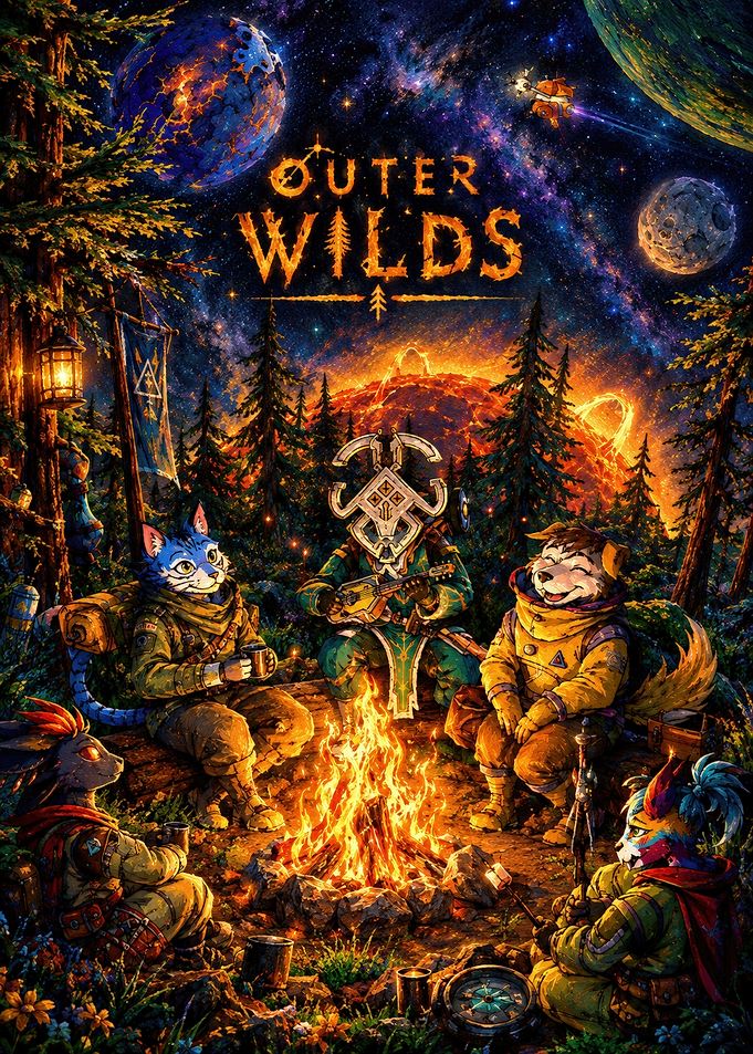Outer Wilds Furry Campfire Art