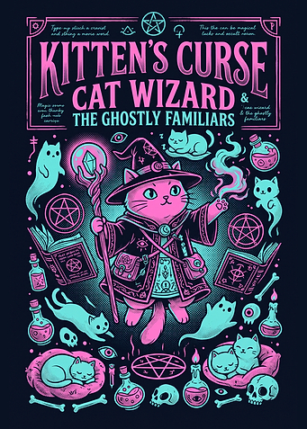 Kitten's Curse Cat Wizard Poster