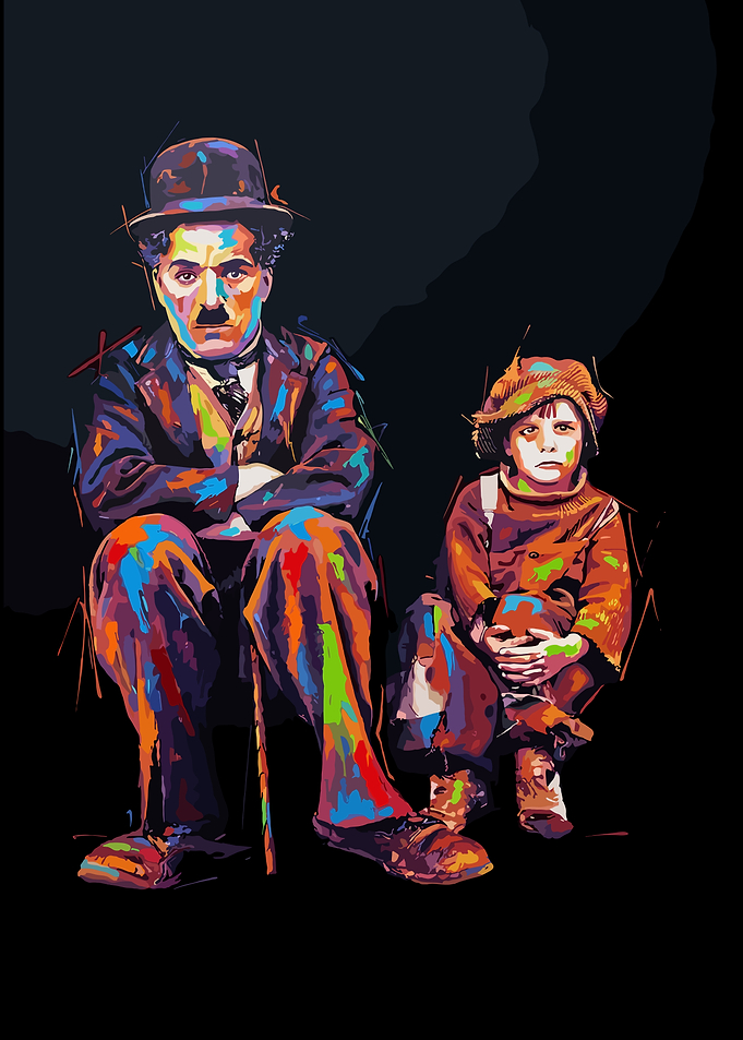 Charlie Chaplin and The Kid Portrait