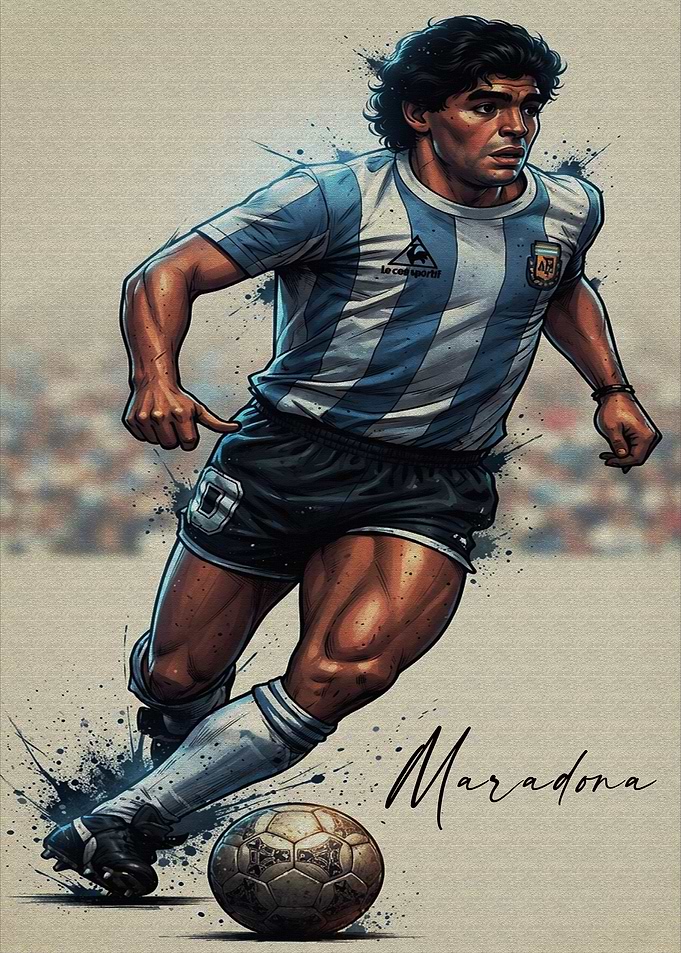 Diego Maradona Argentina Soccer Poster