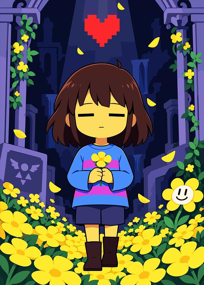Frisk and Flowey in Undertale