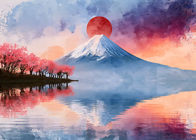 Mount Fuji and Cherry Blossoms